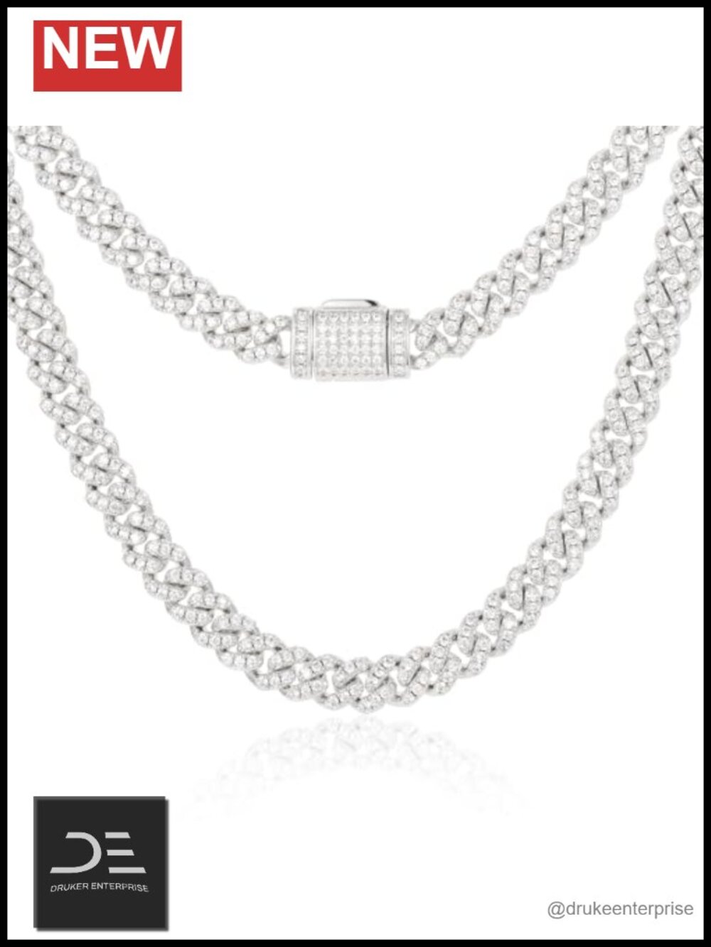 Moissanite Cuban Link Chain 18k Gold Plated Sterling Silver Miami Cuban Necklace